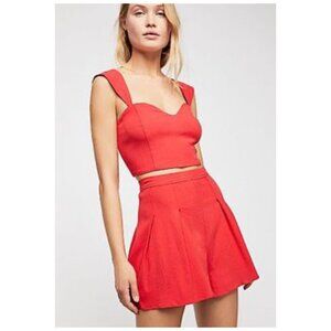 Free People Shorts & Crop Top SET Women's Size 4 Red High Waisted *FLAW